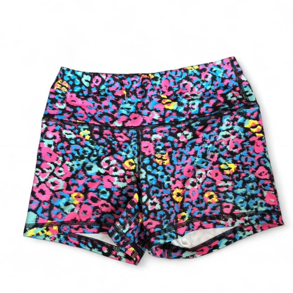 Fleo Multicolor Leopard Print Athletic Shorts